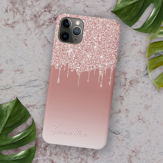 Blush Peach Pink Rose Gold Glitter Art Patroon Case-Mate iPhone Case