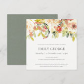 BLUSH PEACH PINK WATERVERF FLORAL BABY SHOWER KAART (Voorkant / Achterkant)