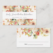 BLUSH PEACH PINK WATERVERF FLORAL PLACE CARDS VISITEKAARTJE (Voorkant / Achterkant)