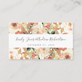 BLUSH PEACH PINK WATERVERF FLORAL PLACE CARDS VISITEKAARTJE