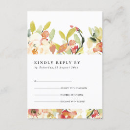BLUSH PEACH PINK WATERVERF FLORAL WEDDING RSVP INFORMATIEKAARTJE
