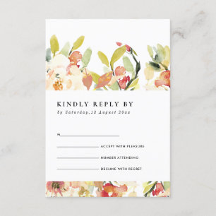BLUSH PEACH PINK WATERVERF FLORAL WEDDING RSVP INFORMATIEKAARTJE