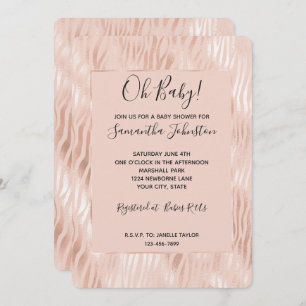 Blush Peach Pink Zebra Baby shower Kaart