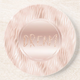 Blush Peach Pink Zebra print Glitter Dream Zandsteen Onderzetter