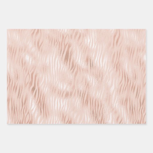 Blush Peach Pink Zebra print Inpakpapier Vel (Voorkant 3)