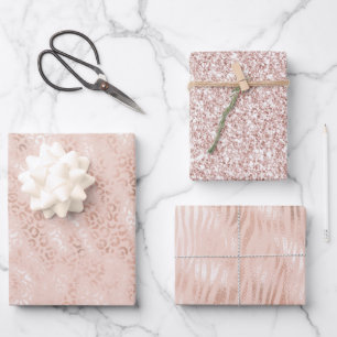 Blush Peach Pink Zebra print Inpakpapier Vel