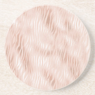 Blush Peach Pink Zebra print Zandsteen Onderzetter