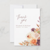 Blush Peach Plum Elegant Wedding Thank You Card Kaart (Voorkant)
