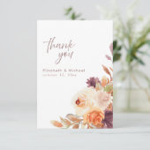 Blush Peach Plum Elegant Wedding Thank You Card Kaart (Staand voorkant)