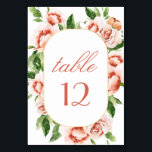 Blush Peach Romantic Summer Floral Vrijgezellenfee Kaart<br><div class="desc">Blush Peach Romantic Summer Floral Vrijgezellenfeest Table Number</div>