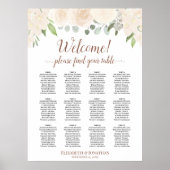 Blush Peach Roos 12 Table Wedding Seating Chart Poster (Voorkant)