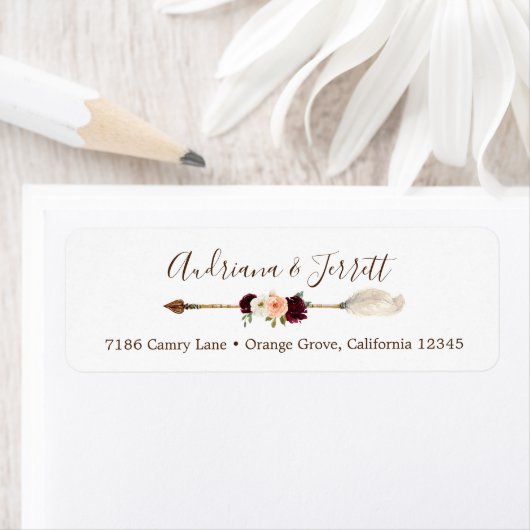 Blush & Peach Roos Boho Arrow Retouradres Etiket (Insitu)