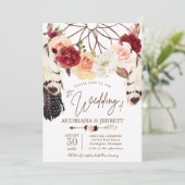 Blush & Peach Roos Dreamcatcher Boho Bruiloft Kaart (Staand voorkant)