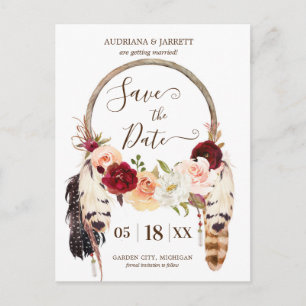 Blush & Peach Roos Dreamweaver Boho Save the Date Briefkaart