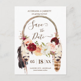 Blush & Peach Roos Dreamweaver Boho Save the Date Briefkaart
