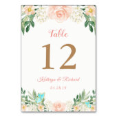 Blush Peach Roos Garden Wedding Table Number Kaart (Achterkant)
