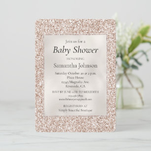 Blush Peach Roos Glitter Pearl Baby shower Kaart