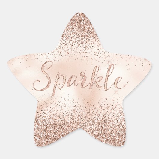Blush Peach Roos Glitter Sparkle Quote Ster Sticker (Voorkant)