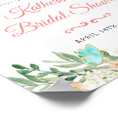 Blush Peach Rose Garden Bridal Shower Sign Poster (Hoek)