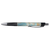 Blush Peach Roze Blauw Goud Marmeren Kunst Patroon Pen (Bodem)
