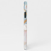 Blush Peach Roze Blauw Goud Marmeren Kunstpatroon iPhone Hoesje (Rechterkant)