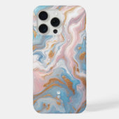 Blush Peach Roze Blauw Wit Goud Marmeren Patroon iPhone Hoesje (Achterkant)