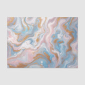 Blush Peach Roze Blauw Wit Goud Marmeren Patroon Tissuepapier (Voorkant)