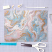 Blush Peach Roze Blauw Wit Goud Marmeren Patroon Tissuepapier (Craft)