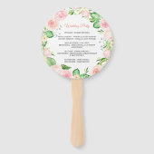 Blush Peach Roze Bloemen Trouwprogramma Hand Fan Handwaaier (Achterkant)
