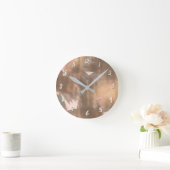 Blush Peach roze koper Bronze Modern Metallic Ronde Klok (Huis)