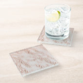 Blush Peach Roze Witte Zebra print Glazen Onderzetter (Schuin)