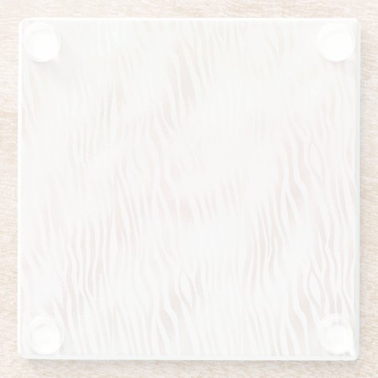 Blush Peach Roze Witte Zebra print Glazen Onderzetter (Achterkant)
