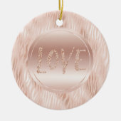 Blush Peach roze zebra print Glitter Love Keramisch Ornament (Voorkant)