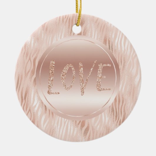 Blush Peach roze zebra print Glitter Love Keramisch Ornament (Voorkant)
