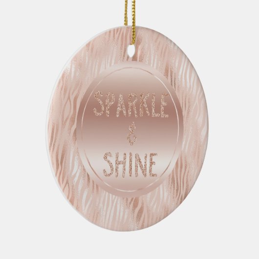 Blush Peach roze zebra print Glitter Sparkle Keramisch Ornament (Rechts)