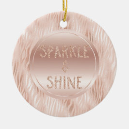 Blush Peach roze zebra print Glitter Sparkle Keramisch Ornament