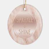Blush Peach roze zebra print Glitter Sparkle Keramisch Ornament (Links)