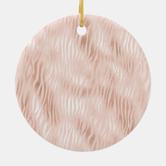 Blush Peach roze zebra print Glitter Sparkle Keramisch Ornament (Achterkant)