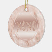 Blush Peach Roze Zebra print Glitter XOXO Keramisch Ornament (Links)