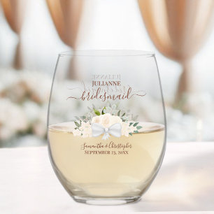 Blush Peach Rozen bruidsmeisje Maid of Honor Gift Wijnglas Zonder Voet