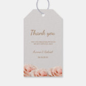 Blush Peach Rozen Floral Grey Wedding Dank u Cadeaulabel (Achterkant)