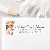 Blush & Peach Rustic Floral Return-adres Etiket (Insitu)