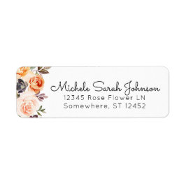 Blush & Peach Rustic Floral Return-adres Etiket