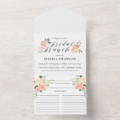 Blush Peach Spring Floral Bridal Brunch en Recipe All In One Uitnodiging (Binnen)