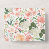 Blush Peach Spring Floral Waterverf Wedding All In One Uitnodiging (Achterkant)