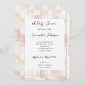 Blush Peach Squares Baby Shower Kaart (Voorkant / Achterkant)