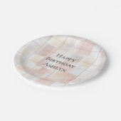 Blush Peach Squares Birthday Papieren Bordje (Gekanteld)
