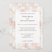 Blush Peach Squares Wedding Kaart (Voorkant / Achterkant)