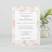 Blush Peach Squares Wedding Kaart (Staand voorkant)