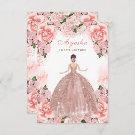 Blush Peach Sweet Sixteen Birthday-uitnodigkaart Kaart